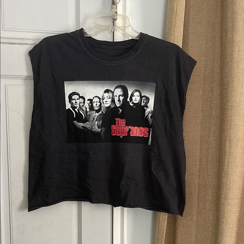Dark Gray crop muscle shirt with The Sopranos logo size M/L